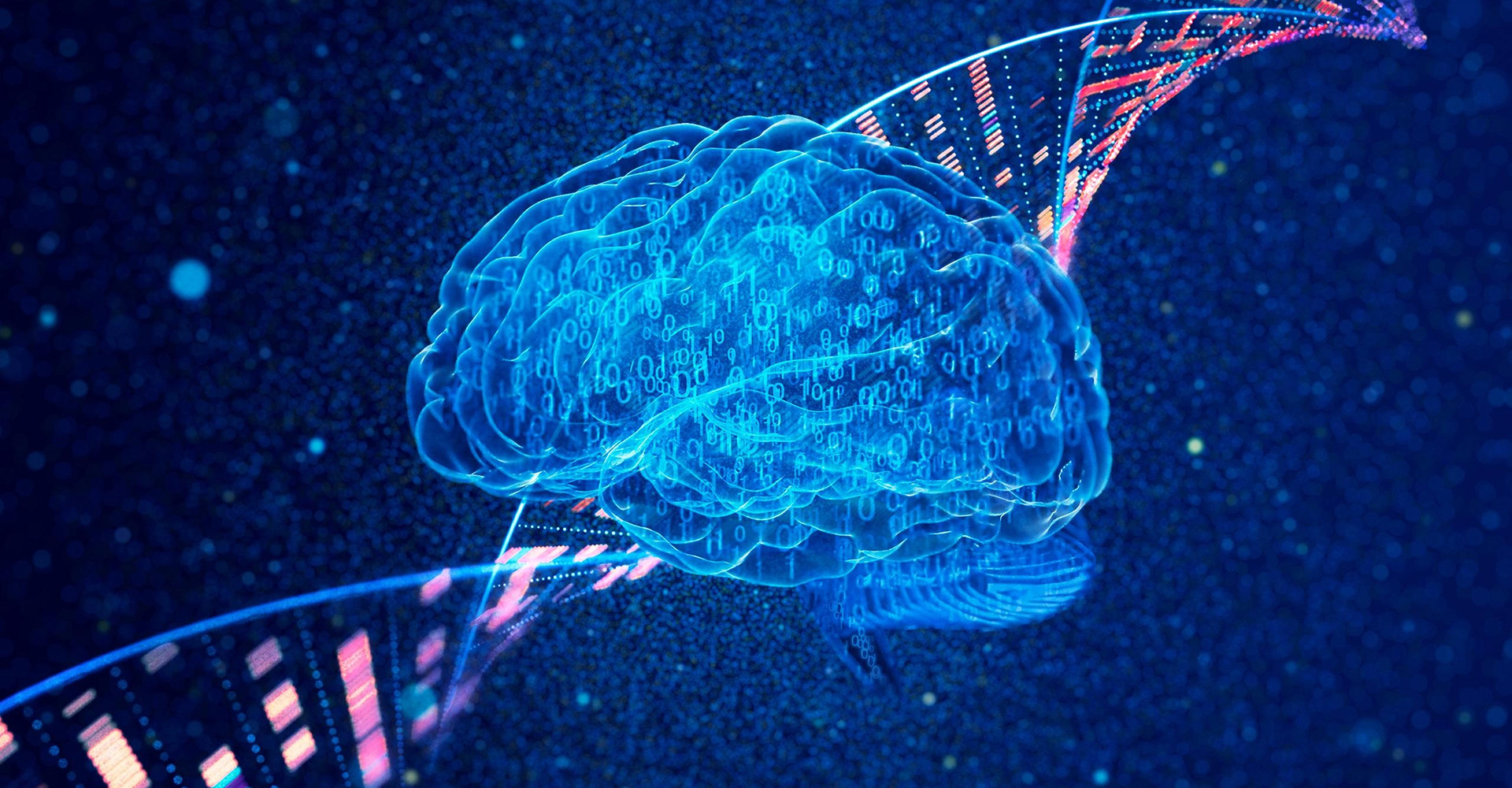 An illustration of a brain on a DNA helix