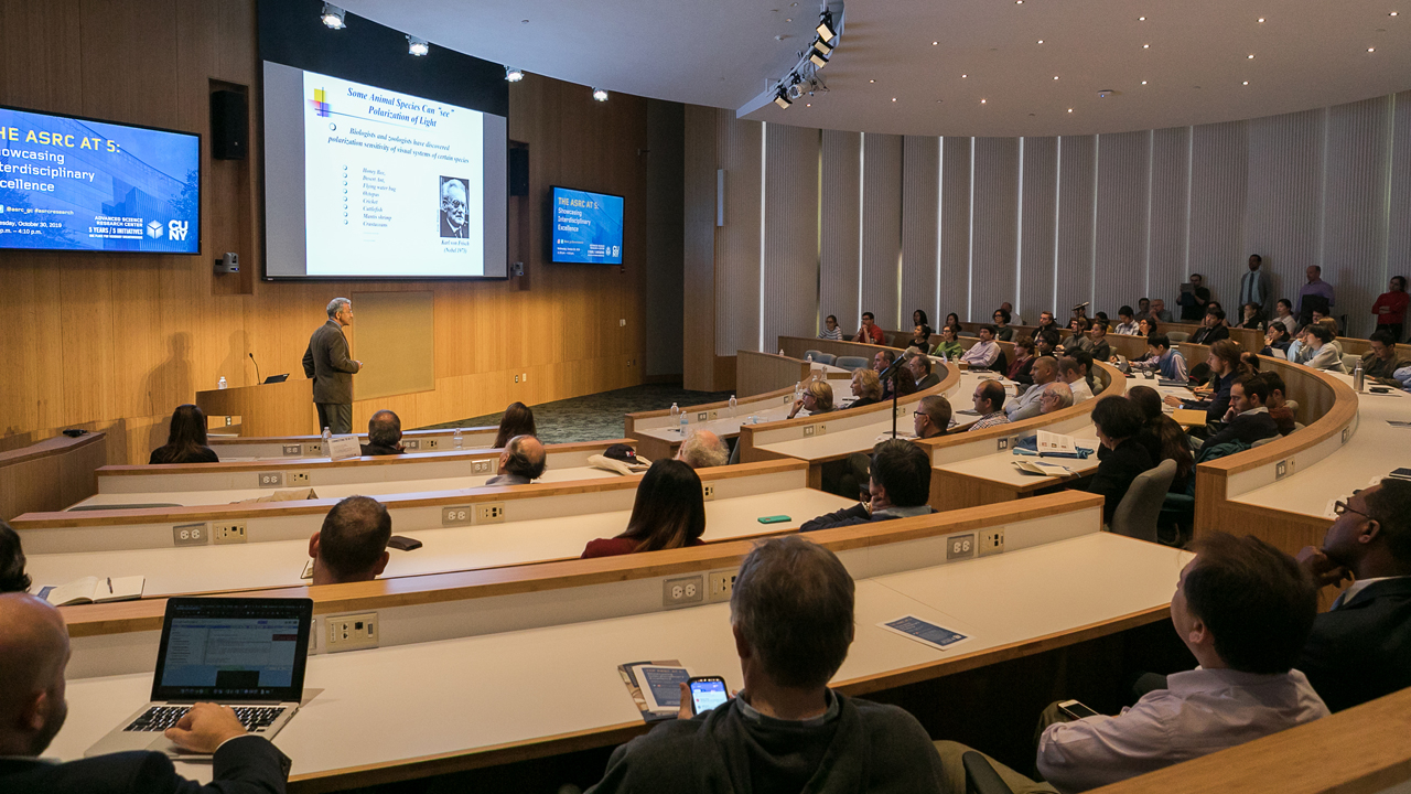 a presentation taking place in the ASRC lecture hall