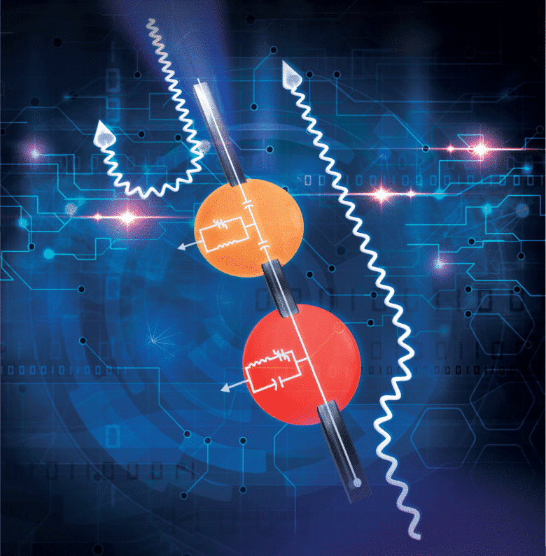 Image of Schematic of the realized isolator, formed by two coupled nonlinear resonators connected through a delay line.