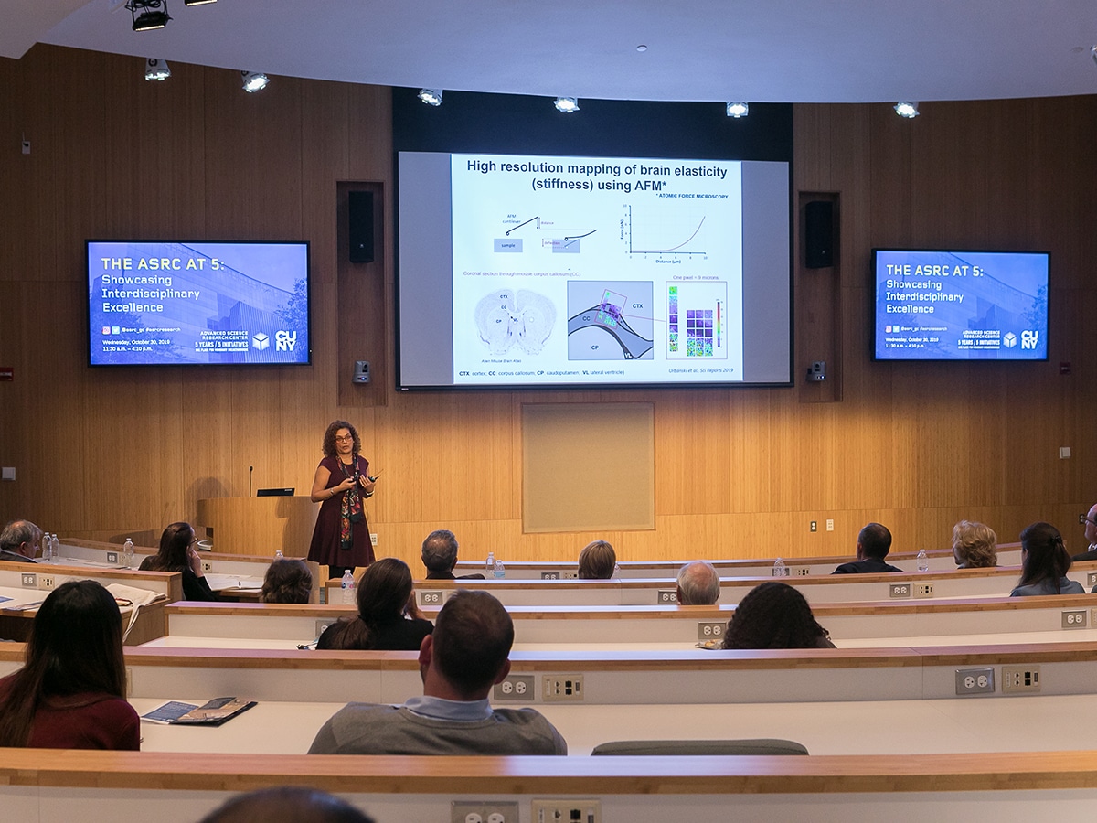 Professor Melendez-Vasquez presenting in the ASRC auditorium