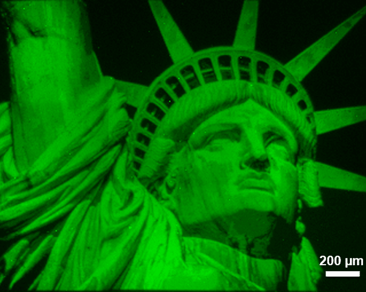 Lady Liberty in neon green hues