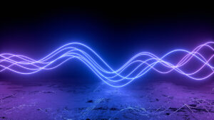 3d rendering of neon lights and wavy lines.