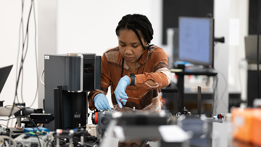 Siedah Hall working in a lab at the ASRC.