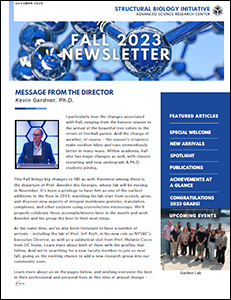 Screenshot of the first page of the Structural Biology Initiative Fall 2023 Newsletter
