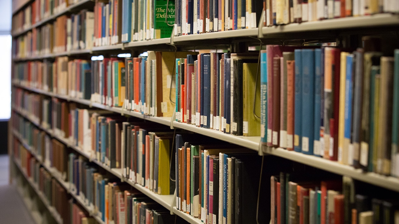 A picture of books on shelves