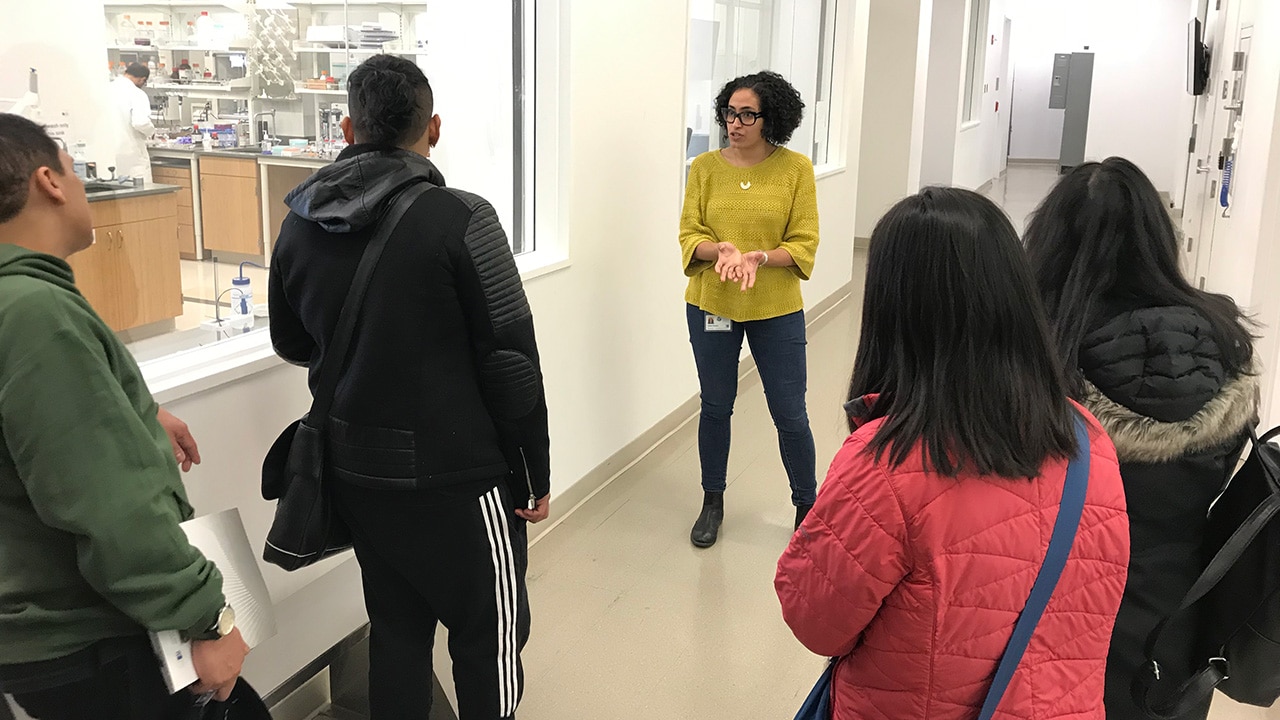 A picture of students touring the CUNY ASRC.