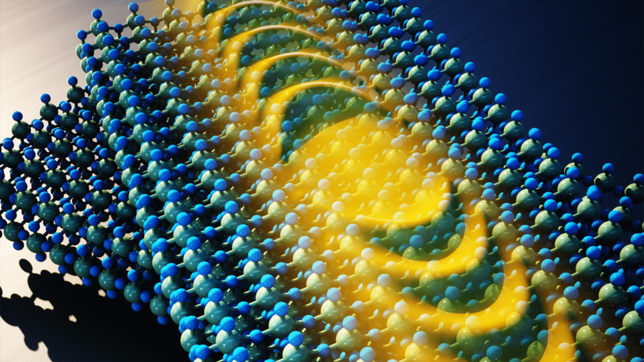 Digital rendering of rotates sheets of graphene